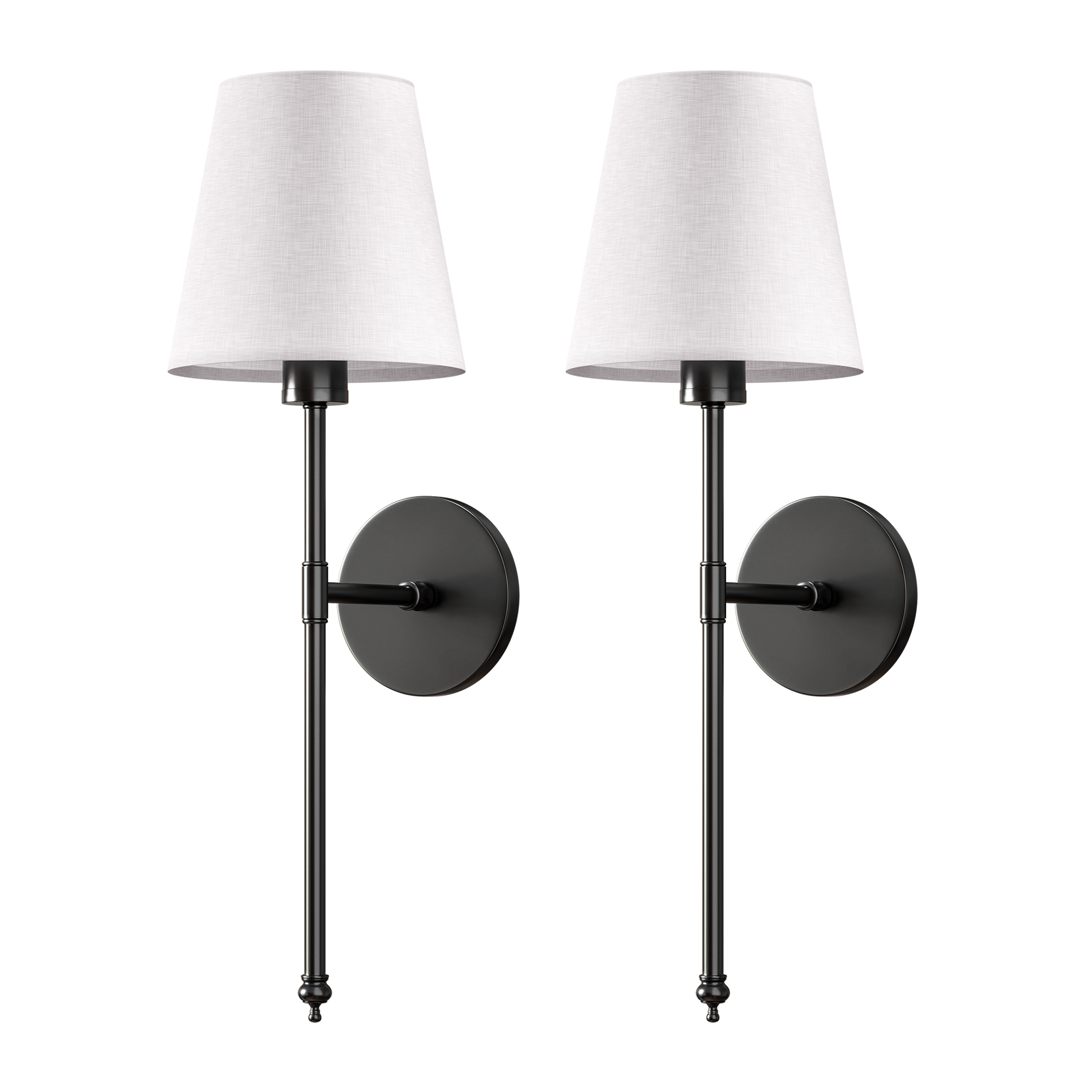 DecorBites™ wireless wall sconces set of 2 with white shades provide elegant wireless wall lighting solutions