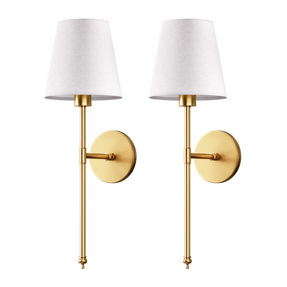 Two brass wireless wall sconces with white shades from decorbites wireless wall sconce set of 2