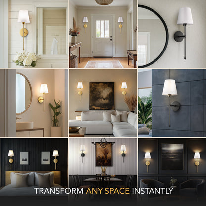 Decorbites wireless wall sconces set of 2 in black metal featuring modern wireless wall lighting fixtures for home decor