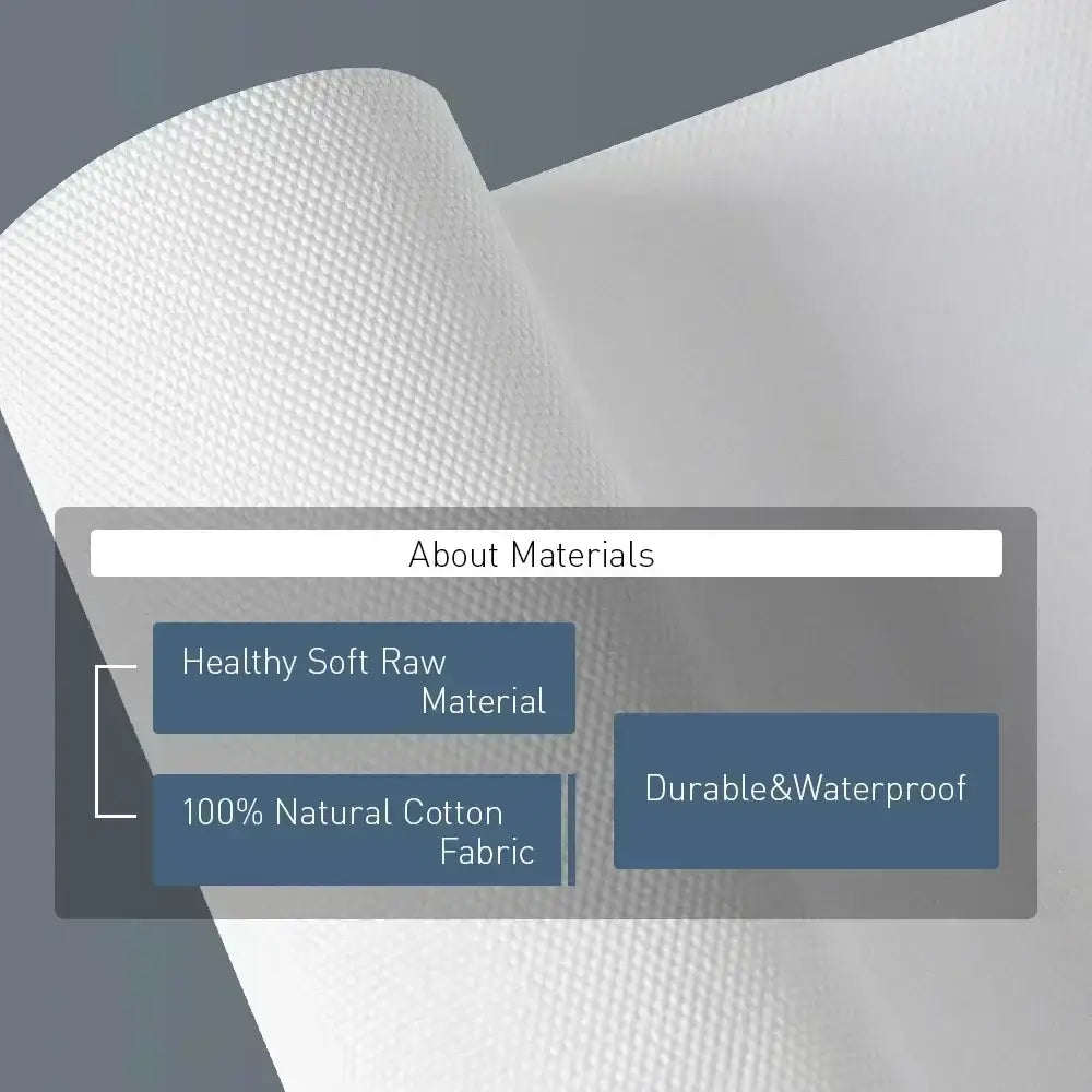 A roll of white textured 100 percent natural cotton fabric with waterproof finish for decorbites world cuisine canvas painting