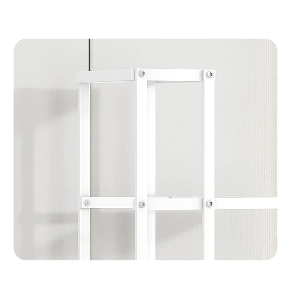 White metal shelf bracket with minimalist design and four screws on decorbites wrought iron plant stand with wheels