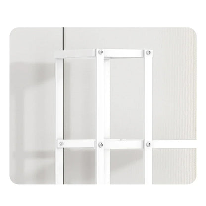 White metal shelf bracket with minimalist design and four screws on decorbites wrought iron plant stand with wheels