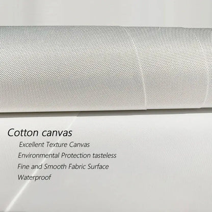 A roll of white cotton canvas fabric with a fine textured weave for yayoi kusama floral canvas art wall art