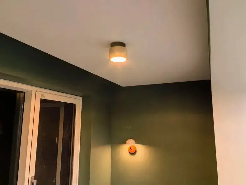 Decorbites™ yellow marble ceiling light with warm glow and matte finish for home or commercial spaces