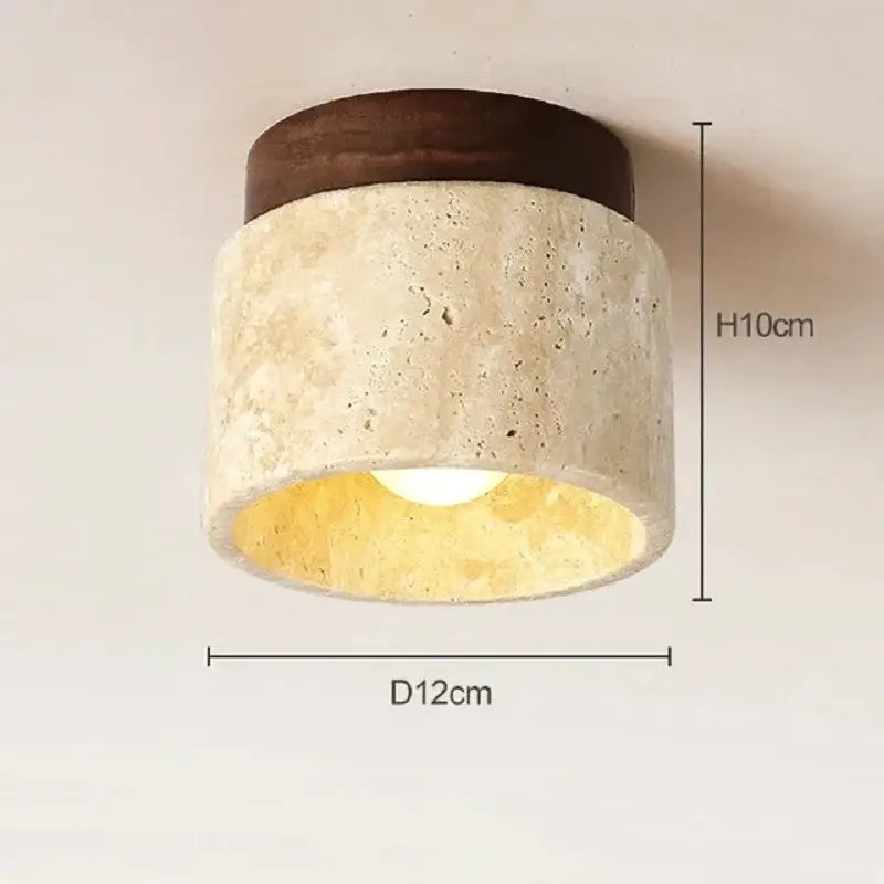 DecorBites™ yellow marble ceiling light with rustic concrete and wood finish for home or commercial spaces