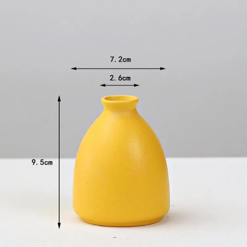 DecorBites™ yellow porcelain flower vase with smooth matte finish and rounded body for elegant home decor
