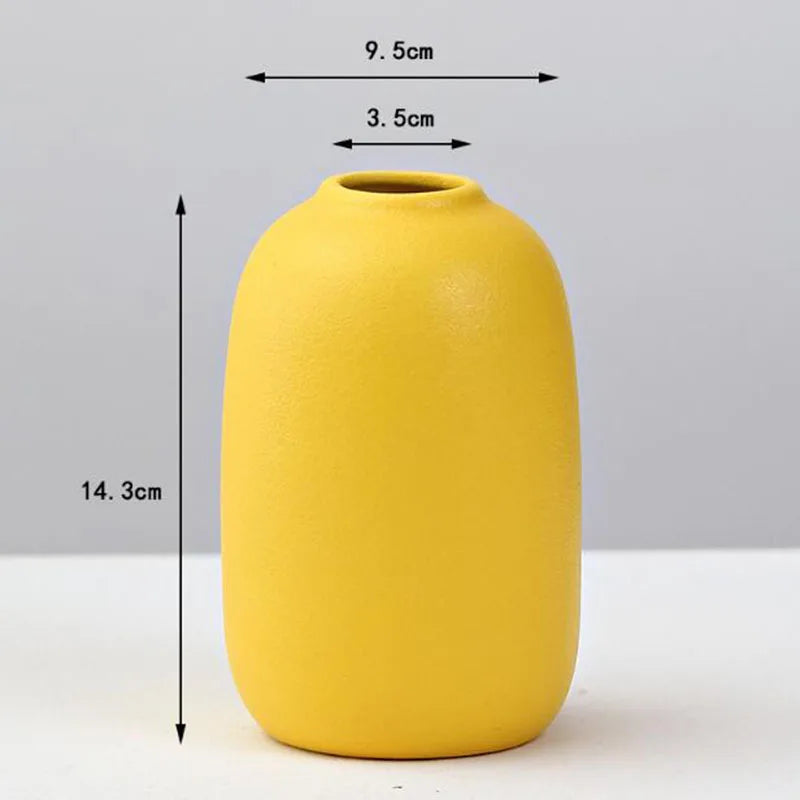 DecorBites™ yellow porcelain flower vase with smooth matte finish and rounded body for elegant home decor