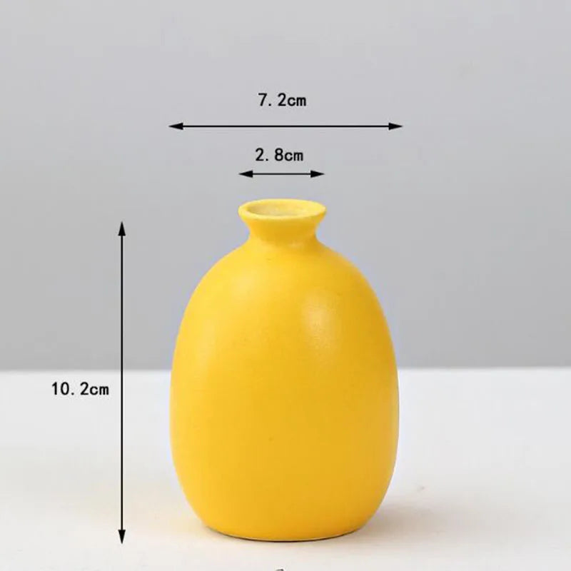 DecorBites™ yellow porcelain flower vase with smooth matte finish and narrow neck for elegant home decor