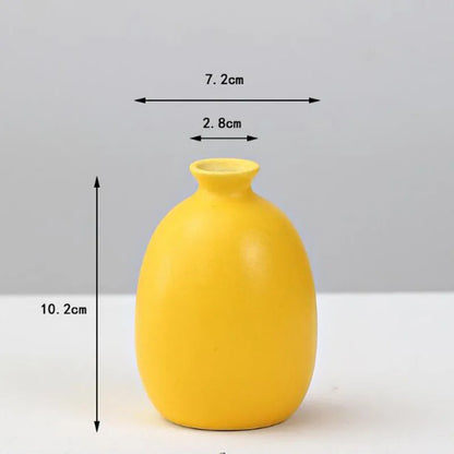 DecorBites™ yellow porcelain flower vase with smooth matte finish and narrow neck for elegant home decor