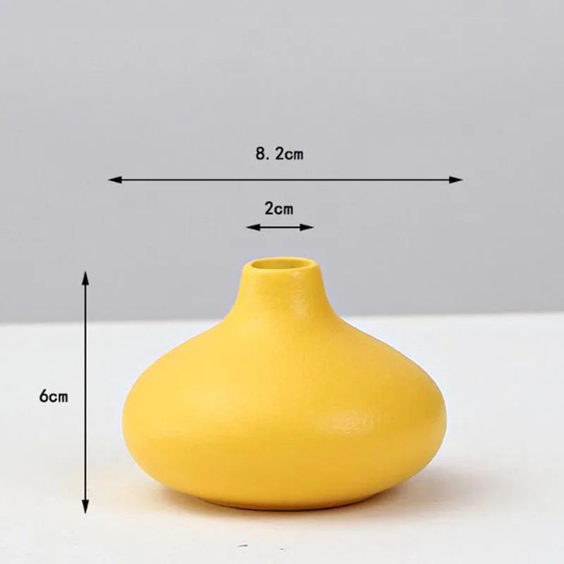 DecorBites™ yellow porcelain flower vase with smooth matte finish and narrow neck for elegant home decor