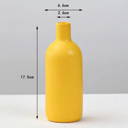 Decorbites™ yellow porcelain flower vase with a sleek matte finish and slender neck for elegant home decor