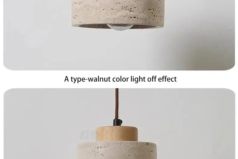 Decorbites yellow stone led pendant chandelier with textured concrete stone led pendant and wooden base