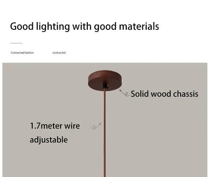 DecorBites™ Yellow Stone LED pendant chandelier with a warm bronze solid wood chassis and 1.7-meter adjustable wire