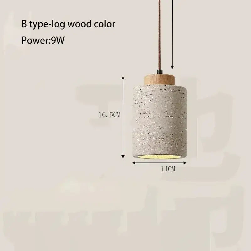 Decorbites yellow stone led pendant chandelier cylindrical concrete light with wood top 9w stone led pendant