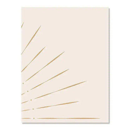 Beige notebook with delicate gold geometric lines inspired by sun rising horizon wall art from DecorBites™