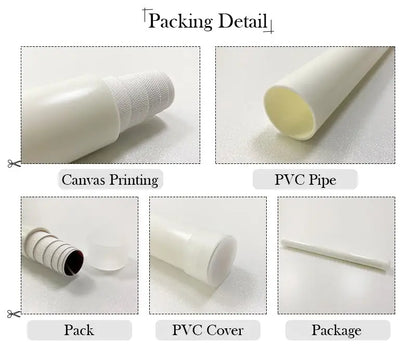 White pvc pipe with canvas-printed textured sleeve and clear cover in decorbites™ yellow sun rising horizon wall art