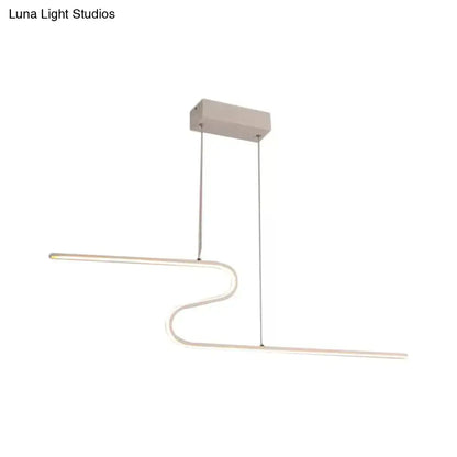 Modern minimalist decorbites z-shaped linear island light pendant in black with warm white led for dining room and kitchen