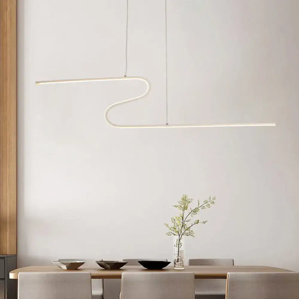Decorbites z-shaped linear island light metallic pendant in black with warm white led for kitchen and dining room