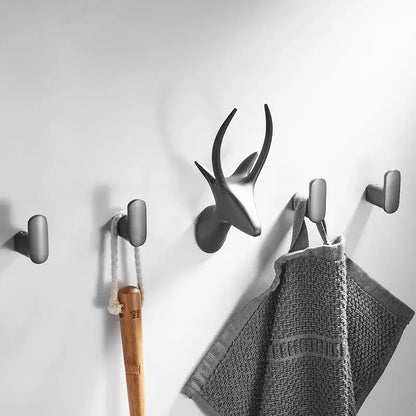 Black antler-shaped gun grey robe hook with matte finish for bathroom towel rack decorbites gun grey design