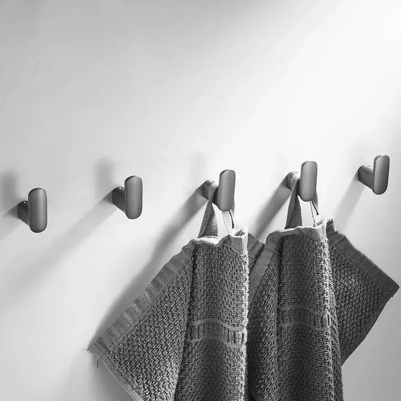 Modern matte-finished gun grey metal robe hooks with minimalist deer head design for bathroom decorbites gun grey rack