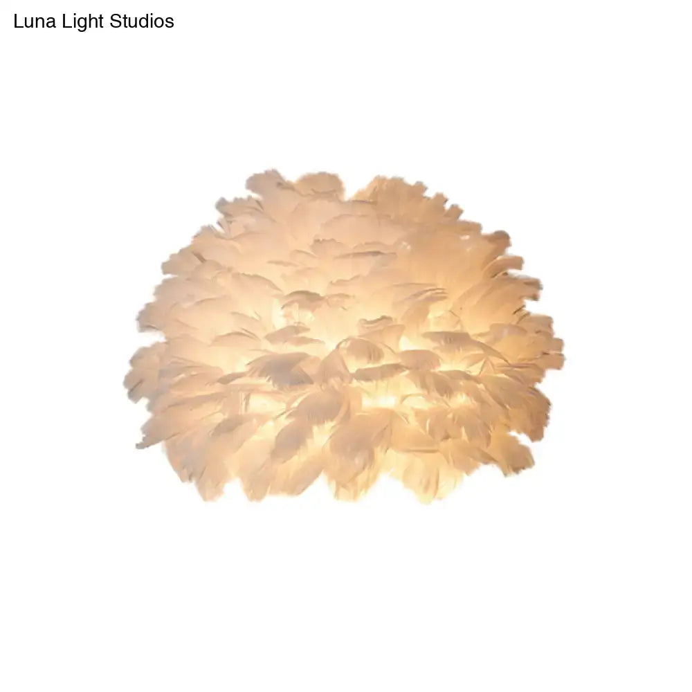 Designer feather white and grey wall sconce bedroom wall lamp with layered white feather soft warm-glowing ceiling lamp