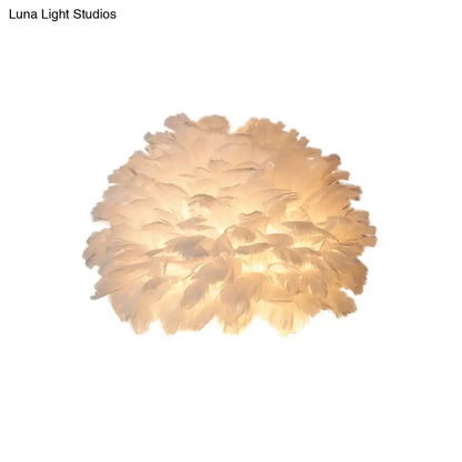 Designer feather white and grey wall sconce bedroom wall lamp with layered white feather soft warm-glowing ceiling lamp