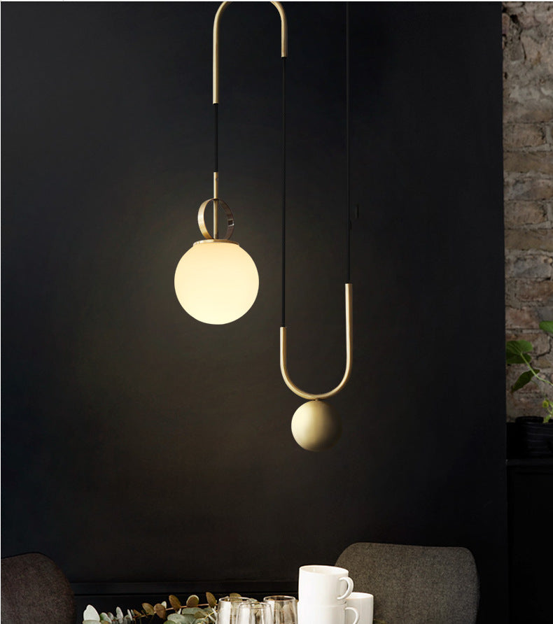Gold Glass Ball Chandelier Postmodern Dining Light