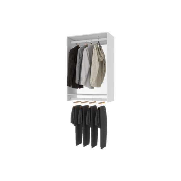 46.8 "H Livelylodge Wooden Modular Closet Strorage :Closet Organizer Modern Open Wardrobe Closet System With Hanging Rod And Shelf For Bedroom&Coatroom White Finish For All Ages