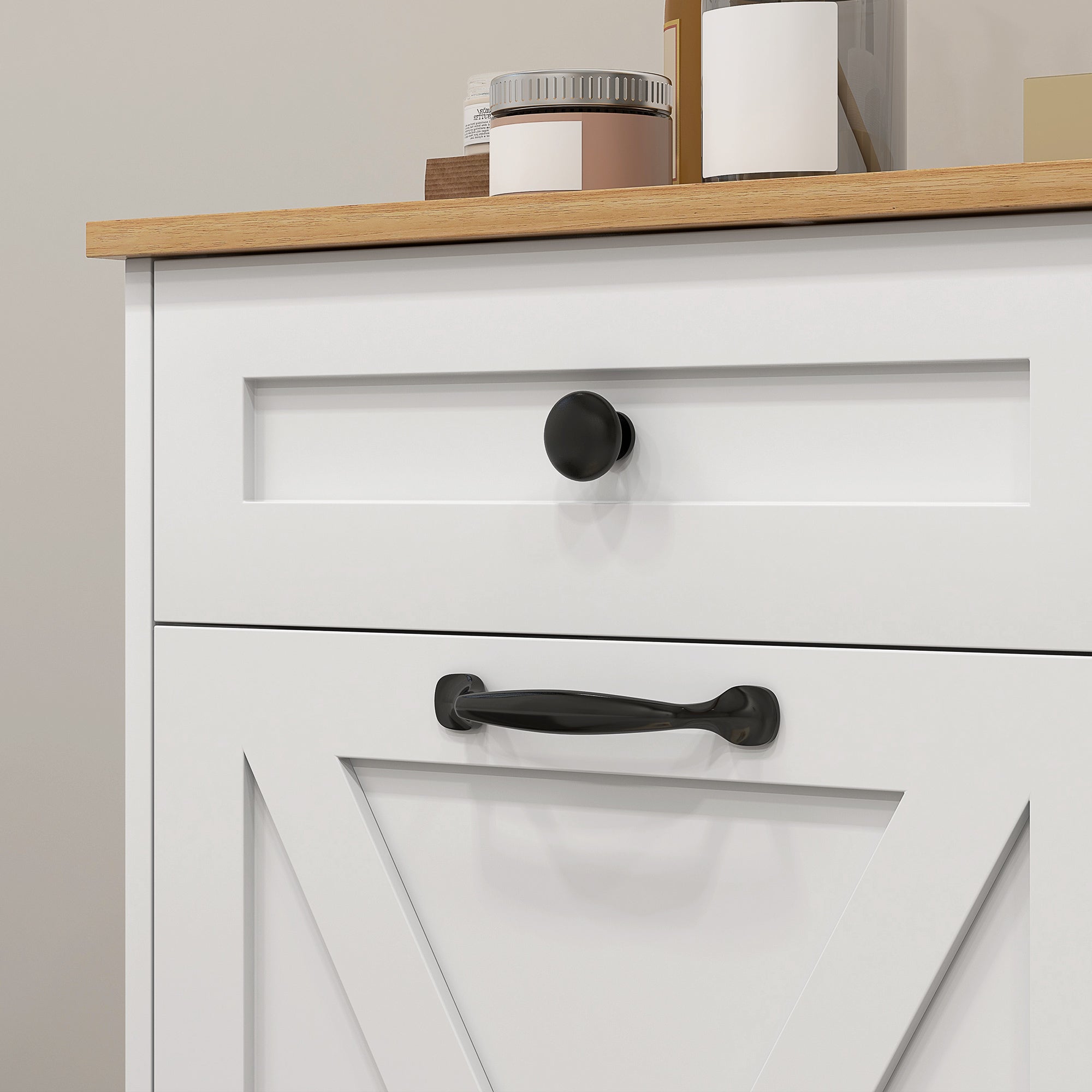 White Tilt-Out Laundry Cabinet Two-Bin Drawer