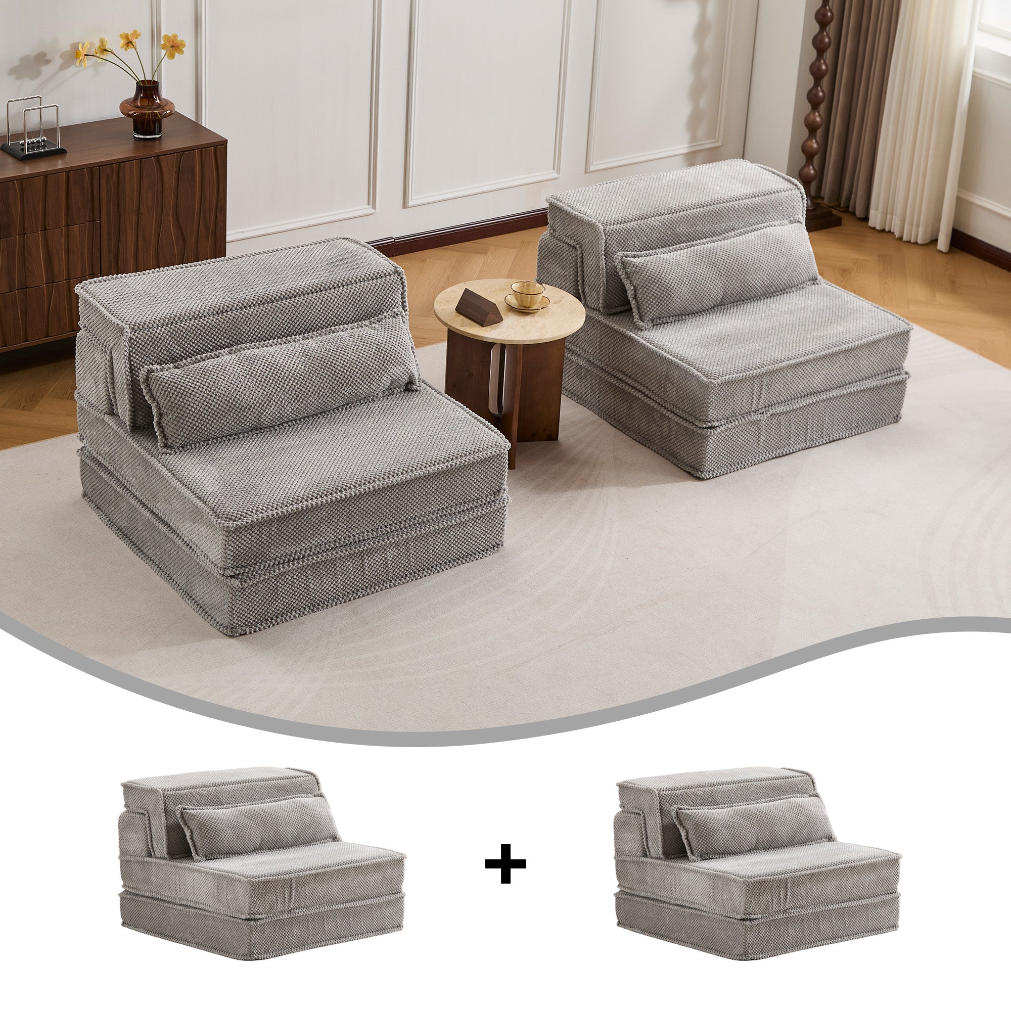 Light Grey 2-Seater Pillows