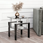 Black Glass Coffee Table Square Tempered Design