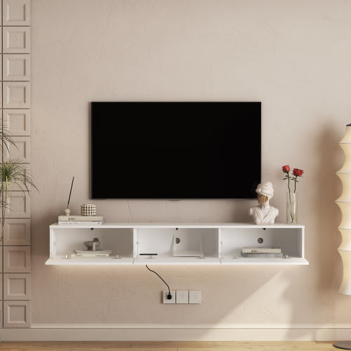 White LED Wall TV Stand