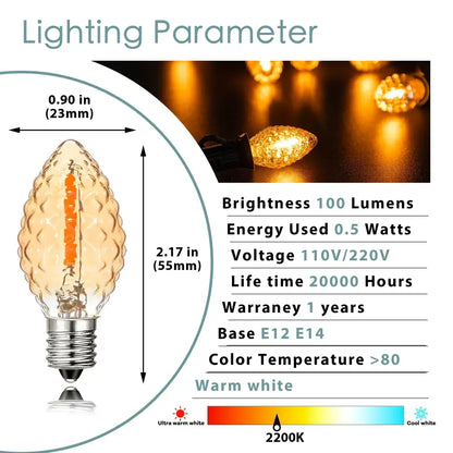 Warm white 2200k led light bulb with textured glass and e14 base for diamond chandelier led dining room fixtures