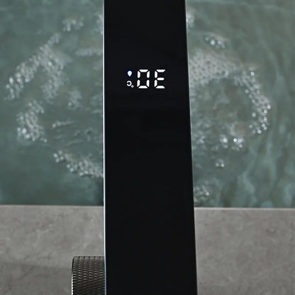 Black digital shower faucet with illuminated temperature display single hole brass housing material for cold water use