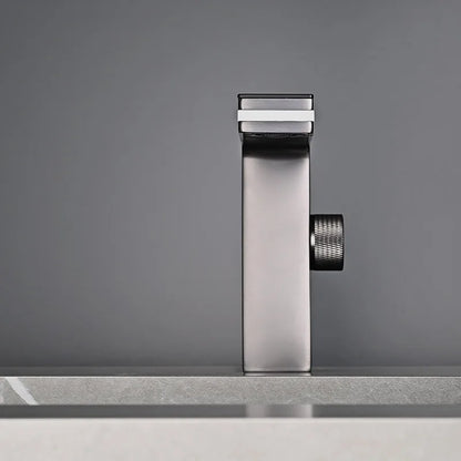 Modern matte black single hole digital display bathroom basin faucet with brass housing material and cold water mixer control knob
