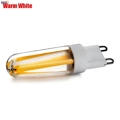 Warm white dimmable cob led bulb with clear glass filament and sleek white g9 base for living room decorbites dimmable cob