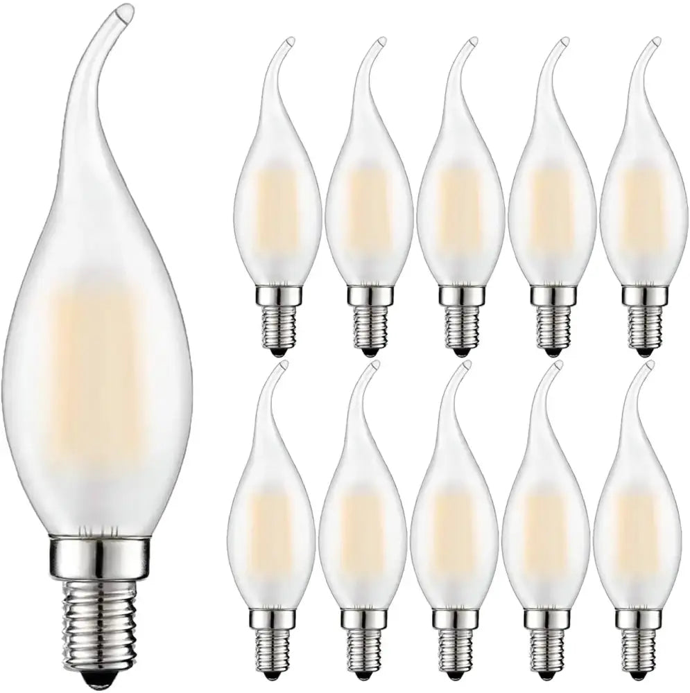 Clear glass decorbites dimmable led candle light with warm white glow and silver base for dining chandelier use