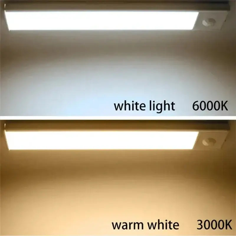 Dimbable led motion sensor magnetic white strip light kitchen with cool 6000k and warm 3000k led strip lights decorbites