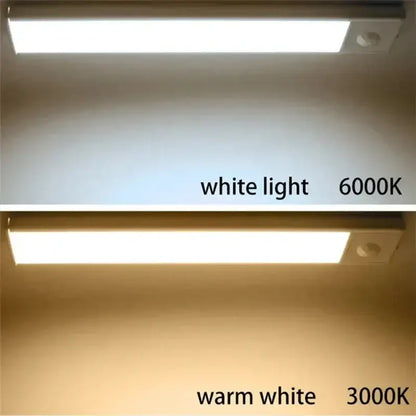 Dimbable led motion sensor magnetic white strip light kitchen with cool 6000k and warm 3000k led strip lights decorbites