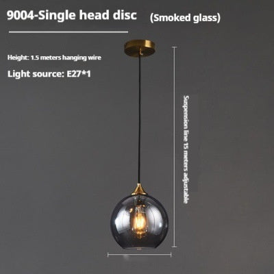 9004 single head disc pendant light with smoked glass shade and brass hardware ideal for dining room chandelier use