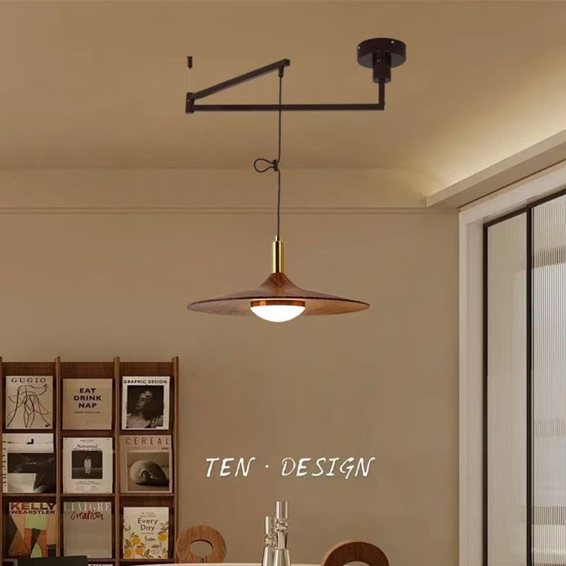 Gold pendant light with black metal arm and chain in modern design for dining room chandelier walnut creative style
