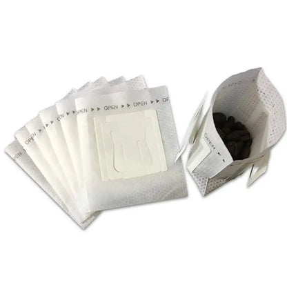Disposable white paper coffee filter cup with perforated texture and built-in filter insert for kitchen drip bag use