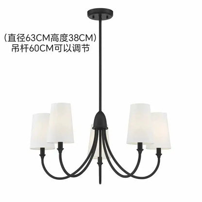 Black wrought iron double layered minimalist pendant light with five frosted glass shades for dining room use