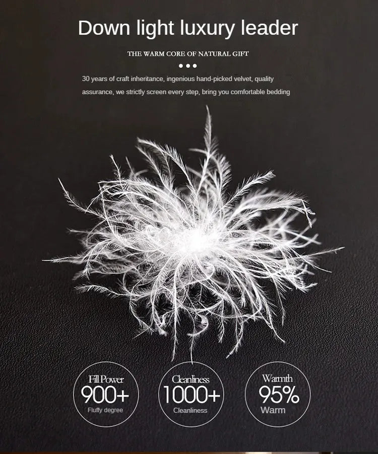 White fluffy down feathers with soft airy texture for a warm white goose down five-star hotel duvet core