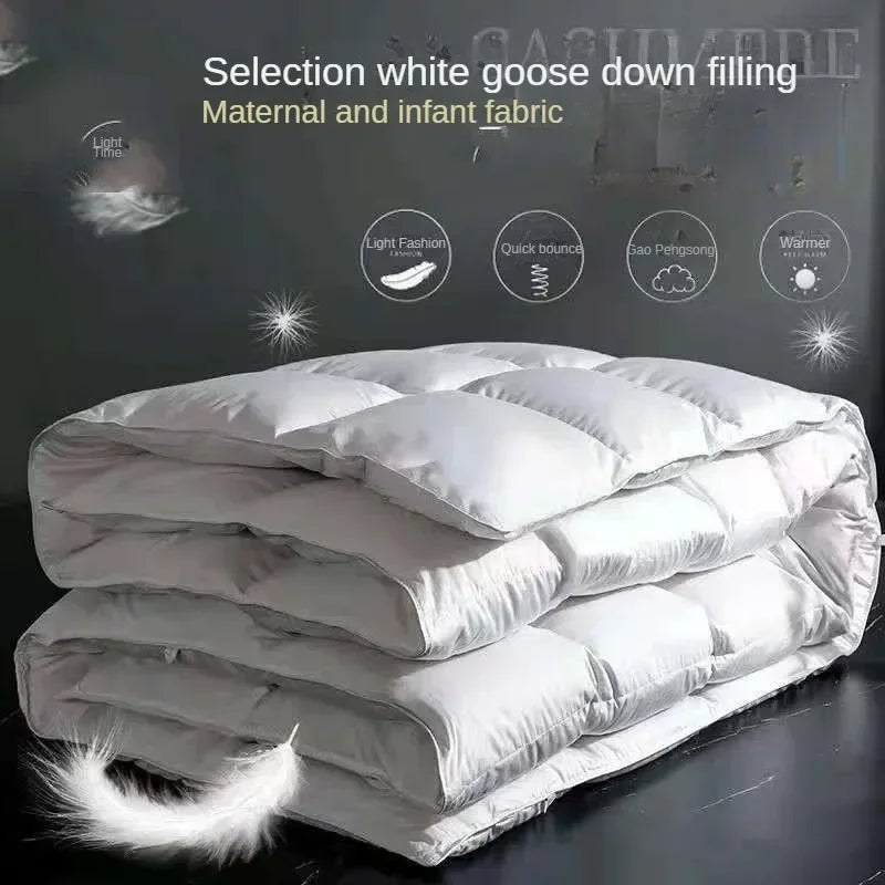 White goose down comforter with soft quilted design and maternal infant fabric for warm double single use