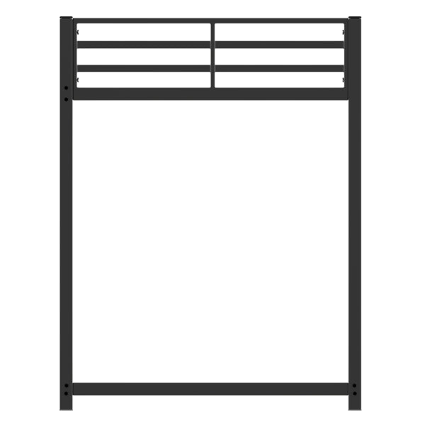 Twin Over Twin Metal Bunk Bed, Low Bunk Bed With Ladder, Bed Frame,Black, Sturdy Steel Construction, Safe Design, Easy Assembly, 250lb Upper Bed Capacity, 350lb Lower Bed Capacity
