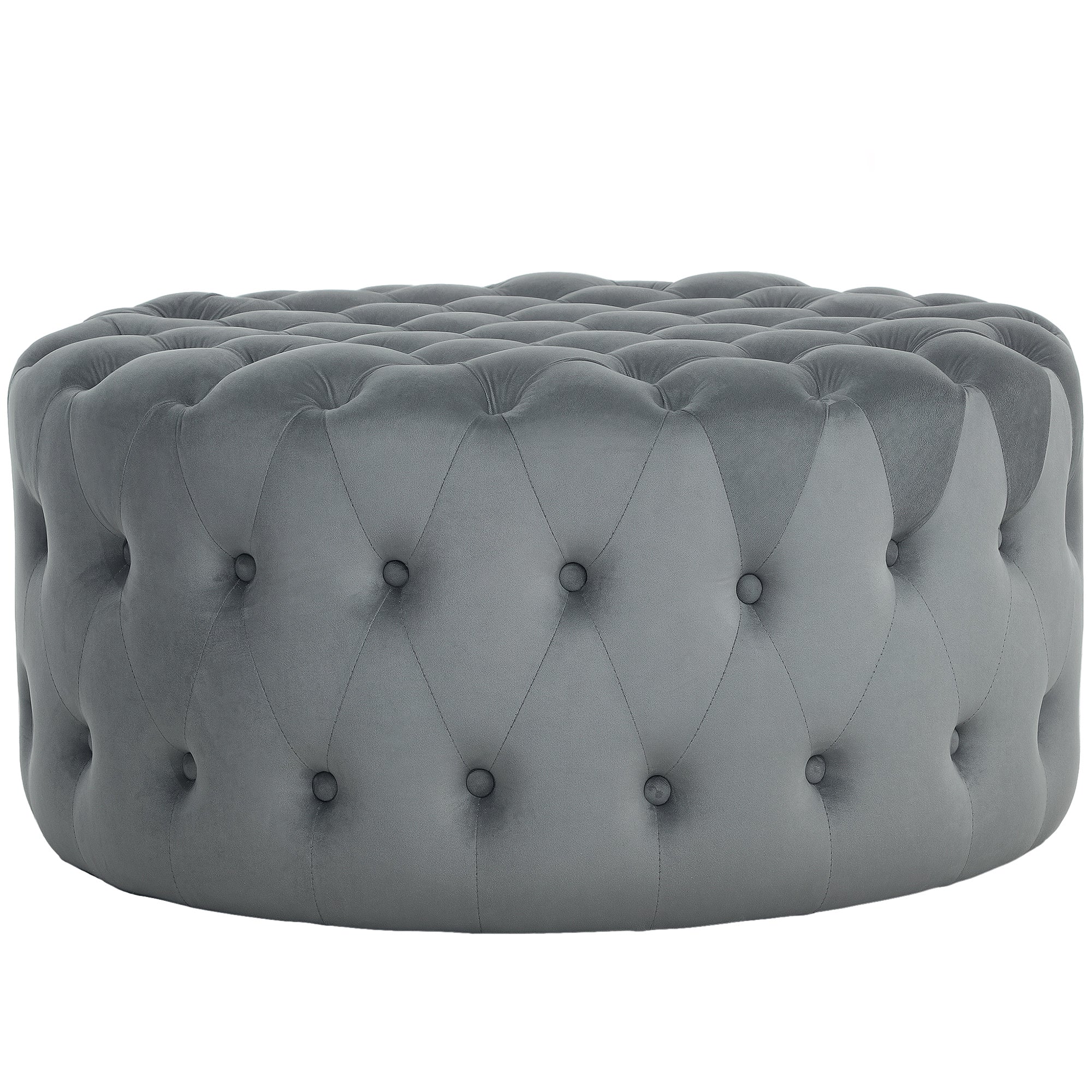 Dark Gray Velvet Ottoman