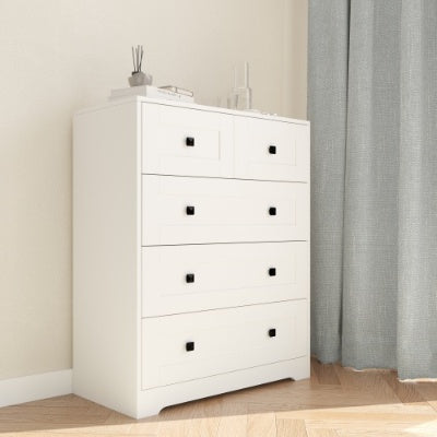 Chest Of Drawer With 5 Drawers White Color Farm Door