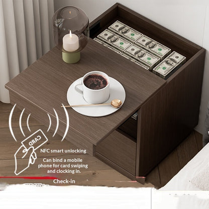 Chengrou Minimalist Bedside Table Multifunctional Concealed Compartment Bedside Table With Lock Storage Cabinet For Home And Bedroom Use
