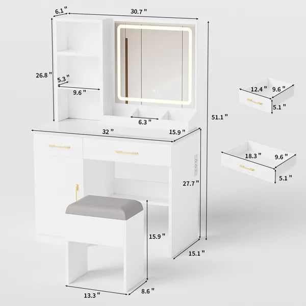 White Vanity Desk Set
